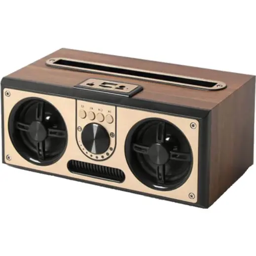 Sevan Giftology Retro Wood 20W Bluetooth Speaker with FM Radio Brown